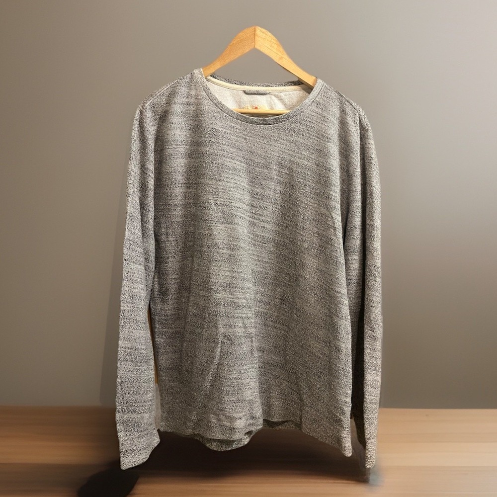 Marine Layer Heathered Gray Crew Neck Pullover Sweatshirt Large Melange Texture